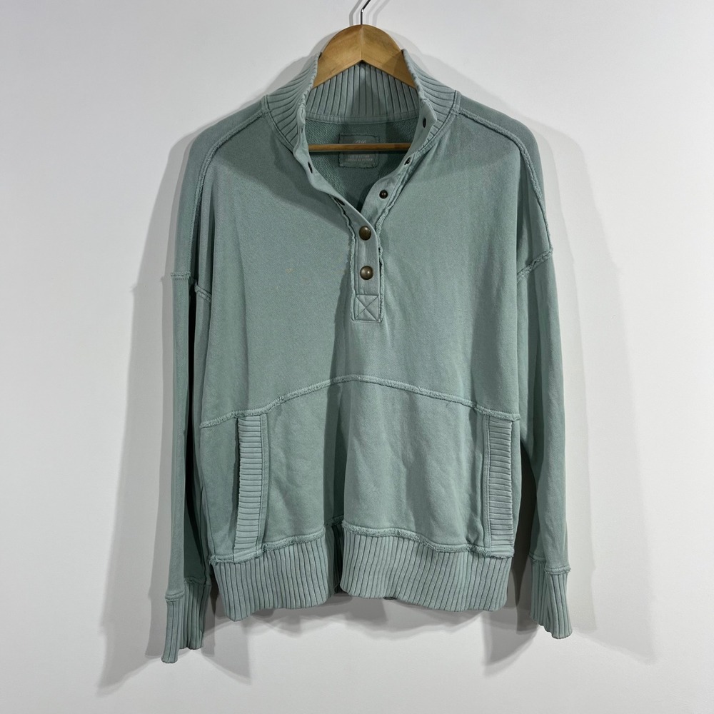 Aerie Oh Snap Henley Sweatshirt Oversized Oversized Pullover Pockets Womens XS